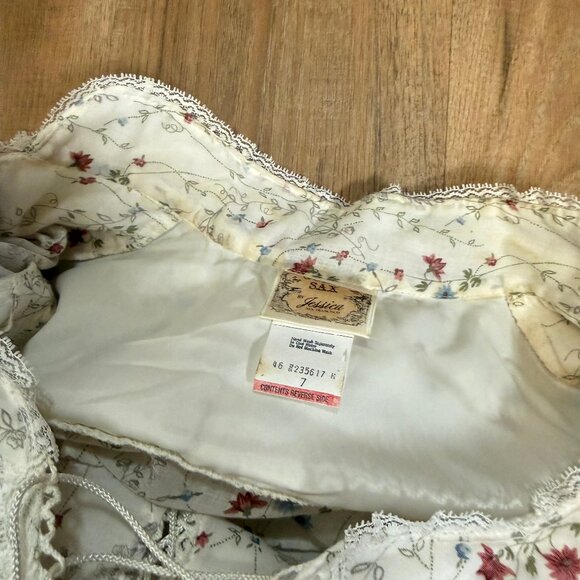 Vintage Gunne Sax White Floral Tiered Maxi Dress Prairie Ethereal Cottagecore S - Picture 14 of 15